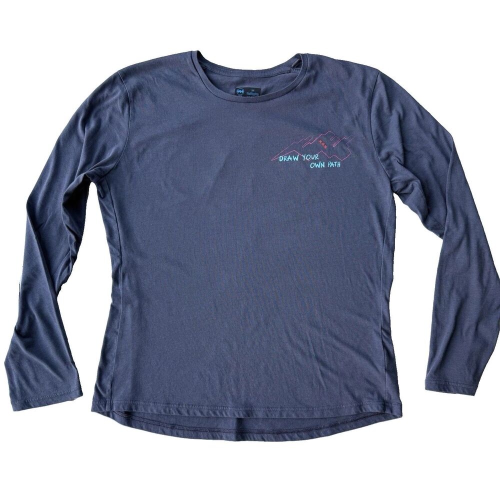 Janji X Christian Shirt Womens M Blue Long Sleeve Supima Cotton Running Graphic